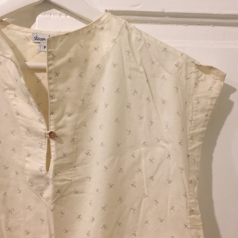 Steven Alan Split Sleeve Blouse Wood Button detail